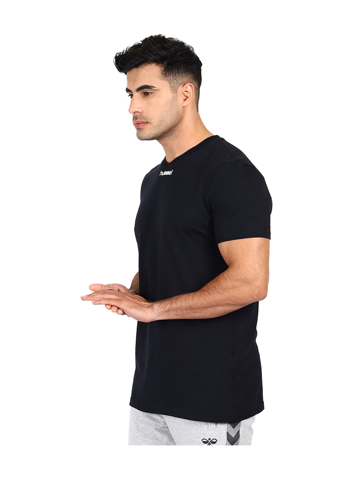 Hummel Black Round Neck Cotton T-Shirt