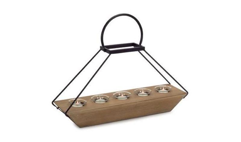 Melrose 15" Framed Petite Candle Holder with Five Votive Cups and Carrying Handle