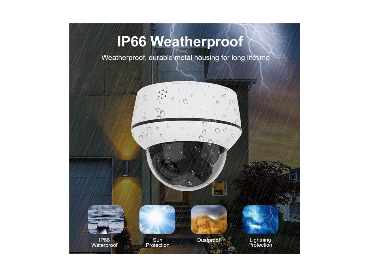 KIMPOK 2MP/5MP IP POE PTZ Camera Dome Security IP Camera Two-Way Audio Built-in Mic and Speaker 30m Onvif