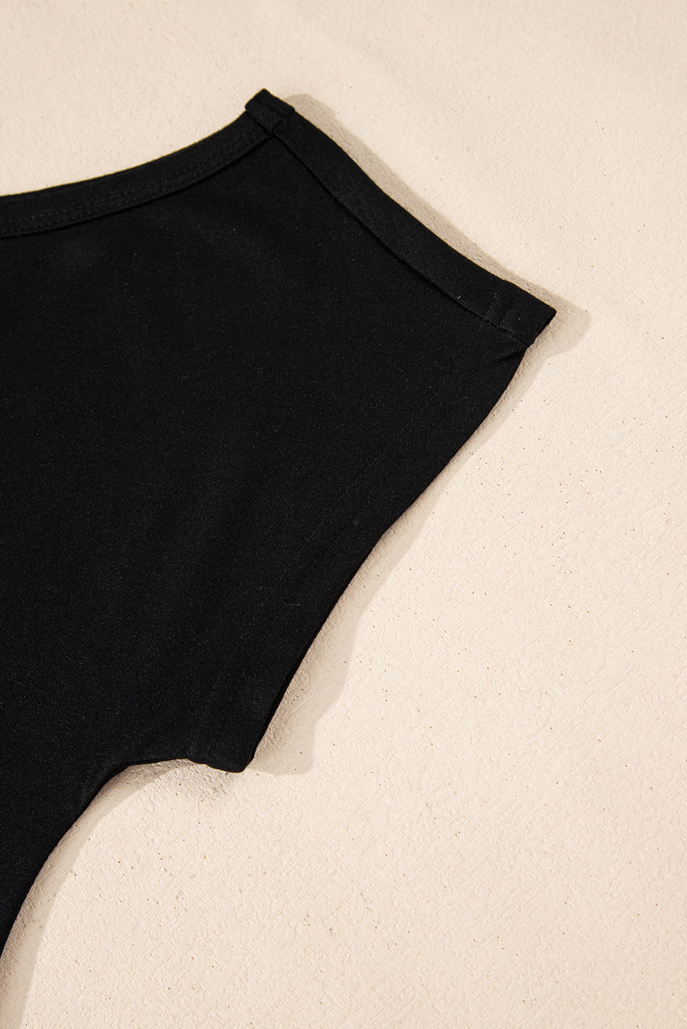 Black Asymmetric Criss Cross Cold Shoulder T Shirt