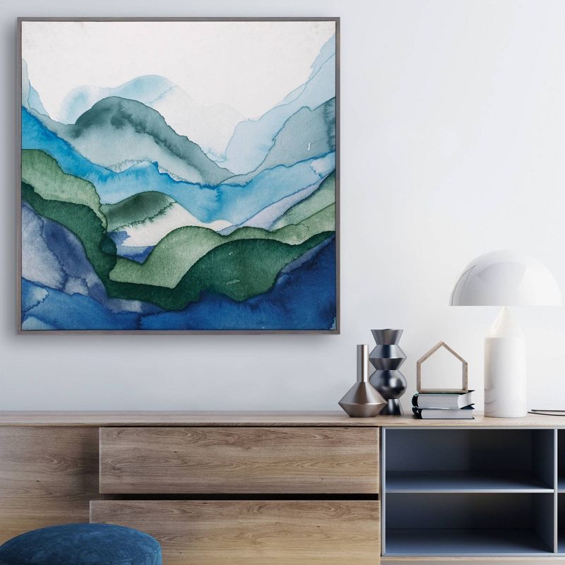 35" x 35" Emerald Quartz A by GI Artlab Framed Wall Art Canvas - Fine Art Canvas