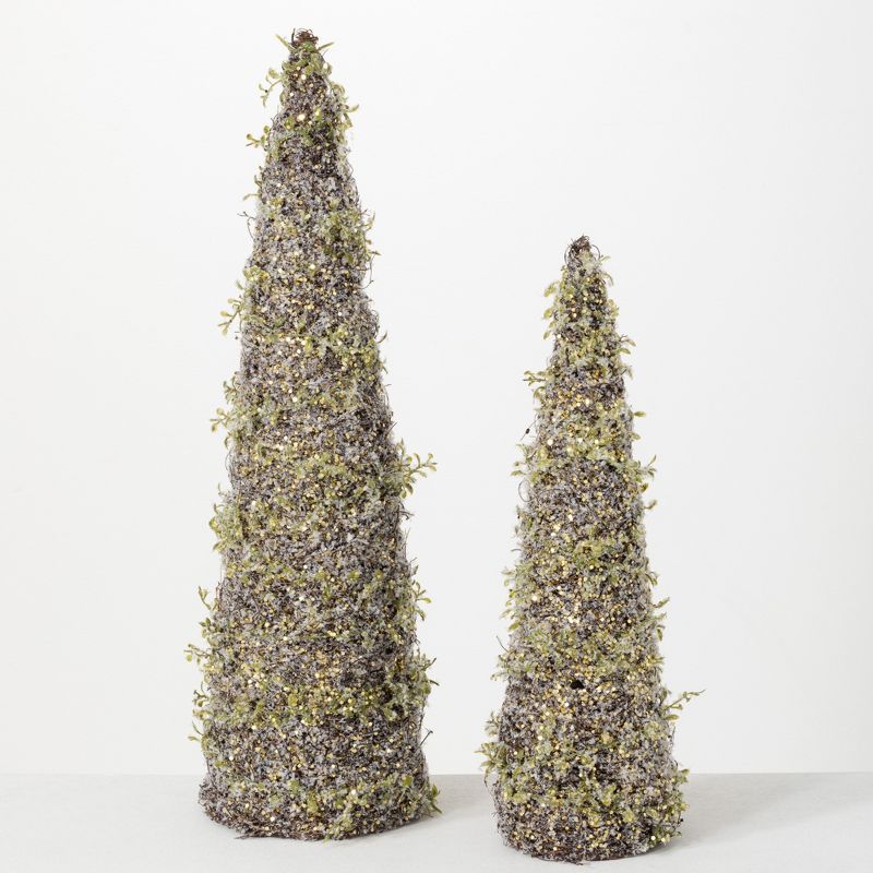 Sullivans 2' & 1.5' Twig Artificial Tree Set of 2, 24"H & 18"H Green