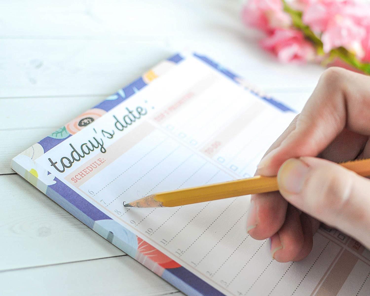 Daily Planner Notepad with Sticky Note Backing by Julianne & Co - All-In-One Undated To-Do, Schedule & Priority List Planning Pad - Portable Tear-Off Sheet Design - Small Size A5 (3 Pack)