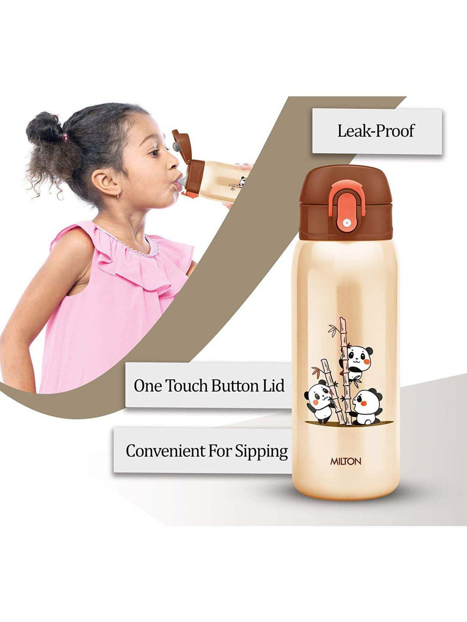 Milton Jolly Beige & Brown Stainless Steel Insulated Water Bottle (390 ml) - Set of 1