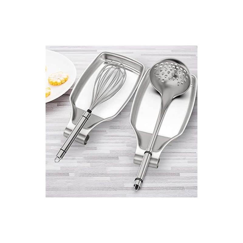 Spoon Rest Stainless Steel,  Heavy Duty Stove Spoon Holder Heavy Duty Holder for Kitchen, Spatula Ladle, Brush and Other Cooking Utensils