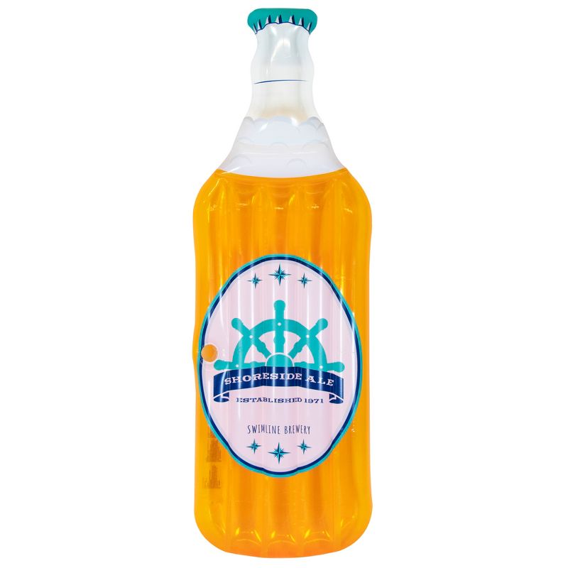 Swimline 81" Yellow and White Beer Bottle Swimming Pool Inflatable Float