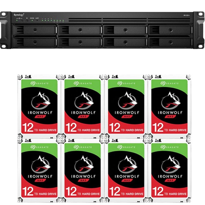 Synology RS1221+ RackStation with 32GB RAM and 96TB (8 x 12TB) of Seagate Ironwolf NAS Drives Fully Assembled and Tested By CustomTechSales