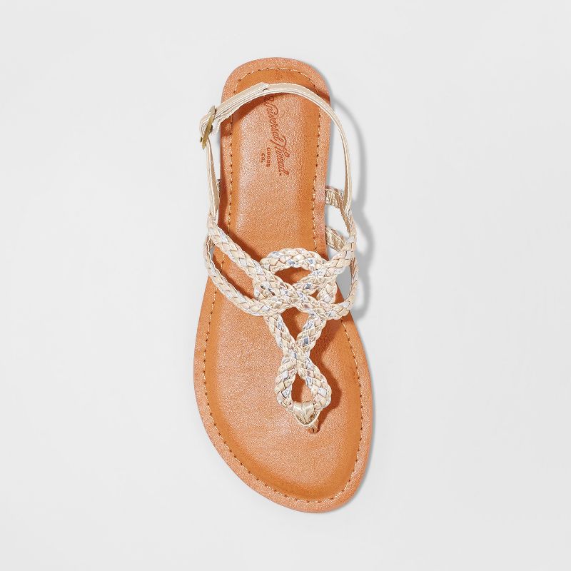 Women's Jana Braided Thong Ankle Strap Sandals - Universal Thread™ Gold 8