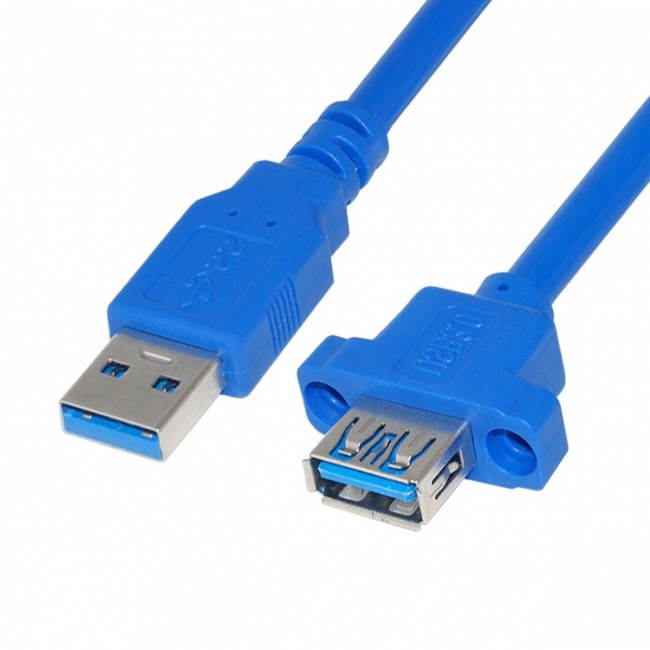 Cablecc USB 3.0 A Type Male to Female Extension Cable with Panel Mount Screws Holes