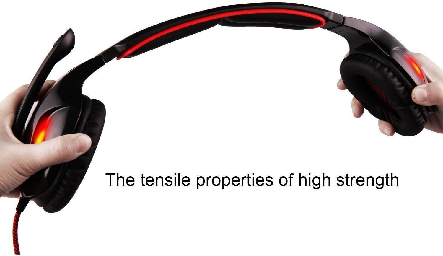 Sades SA902 7.1 Channel Virtual USB Surround Stereo Wired PC Gaming Headset Over Ear Headphones with Mic Revolution Volume Control Noise Canceling LED Light (Black/Red)