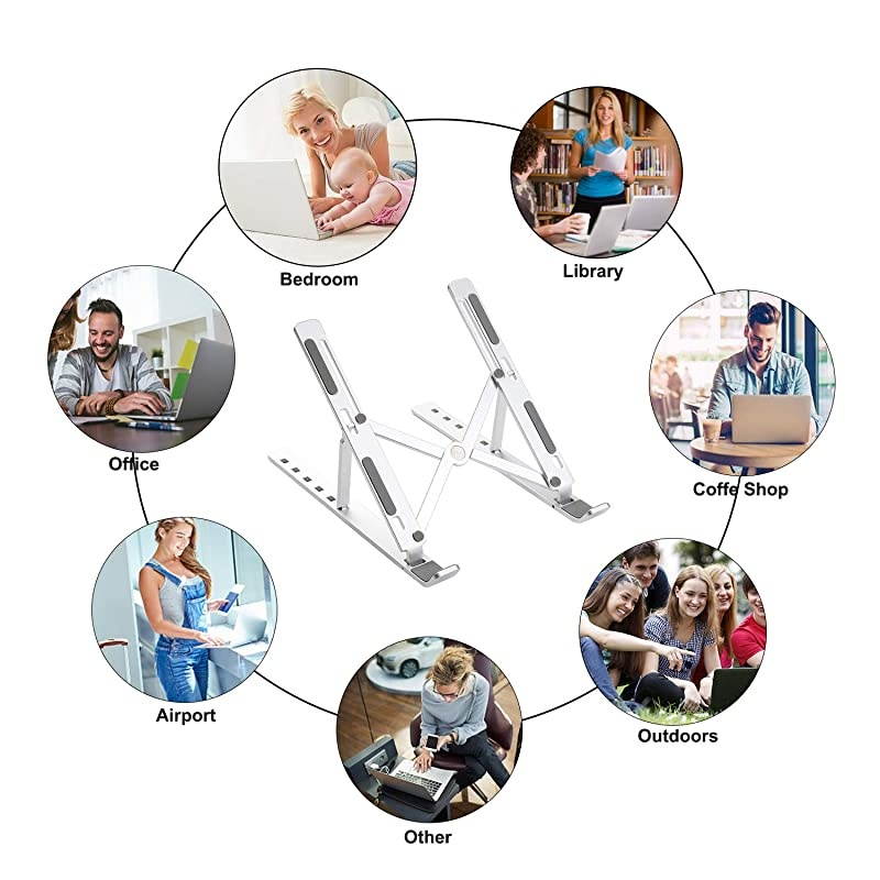 Adjustable Laptop Tablet Stand Foldable Aluminum Desktop Laptop Riser Compatible with All Laptops iPad Tablet up to 156 inches Silver