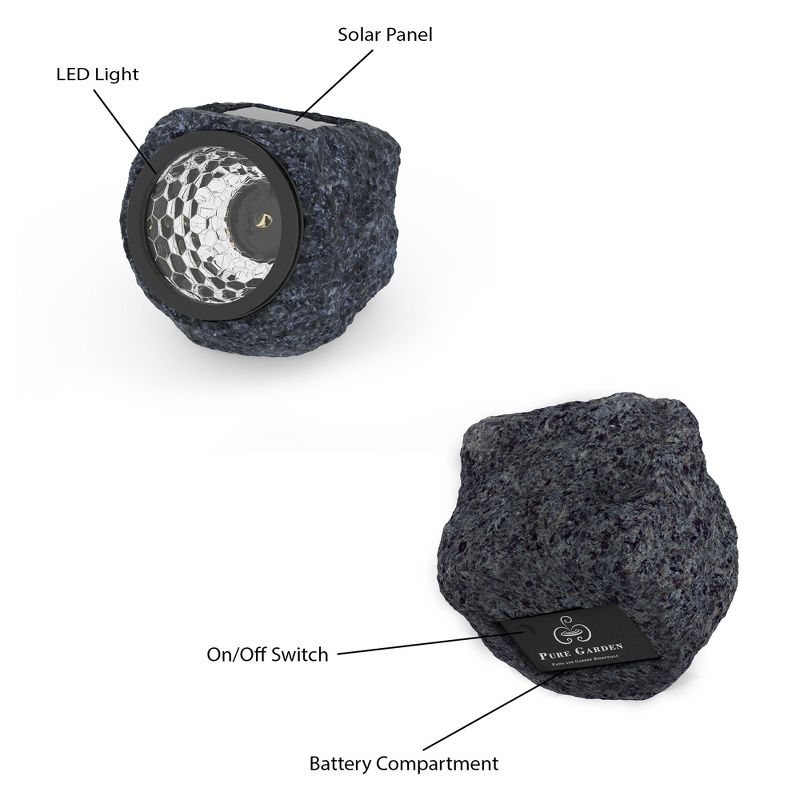 Pure Garden LED Solar Rock Landscaping Lights - Set of 4
