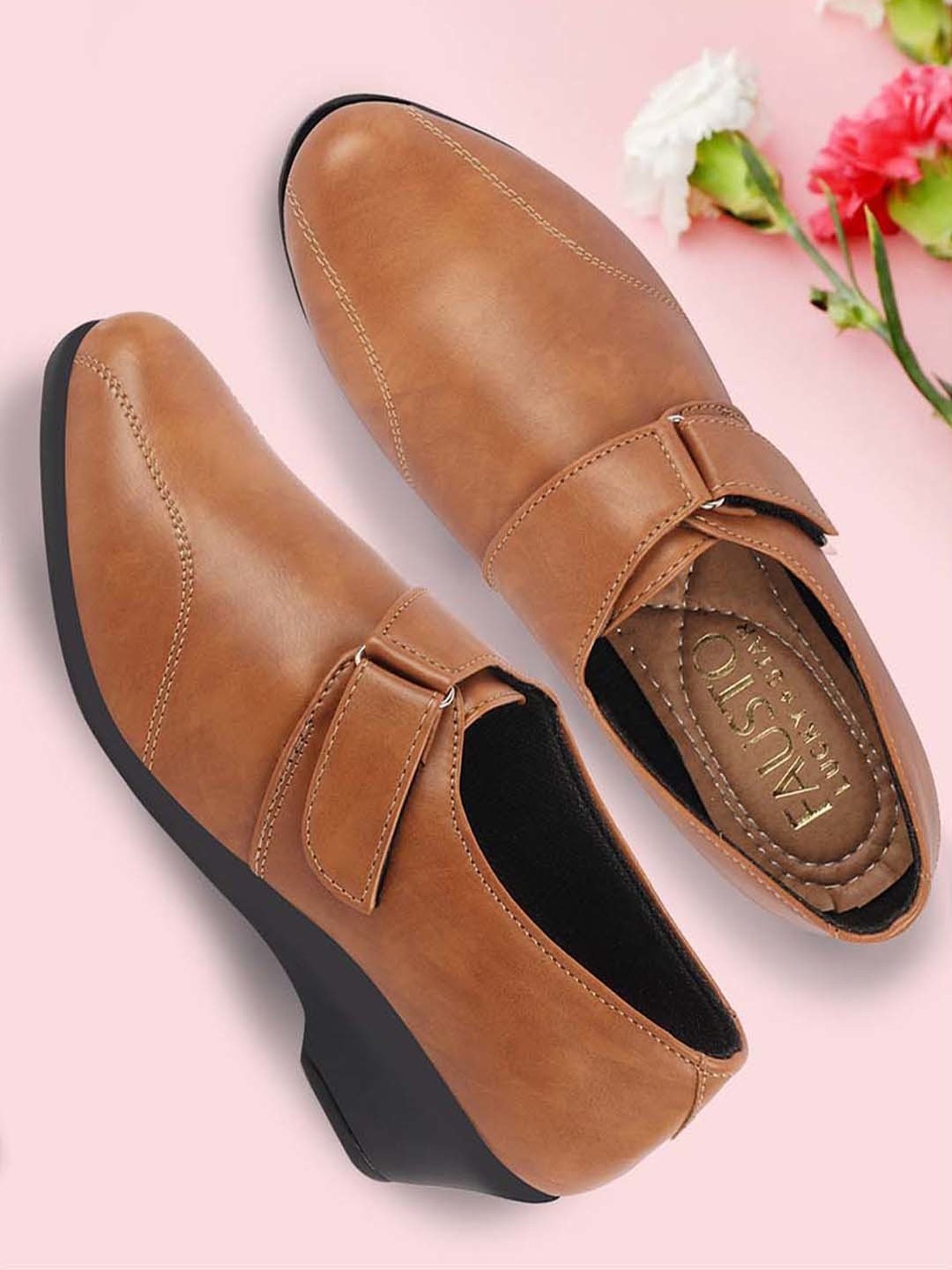 Fausto Women's Tan Wedge Loafers