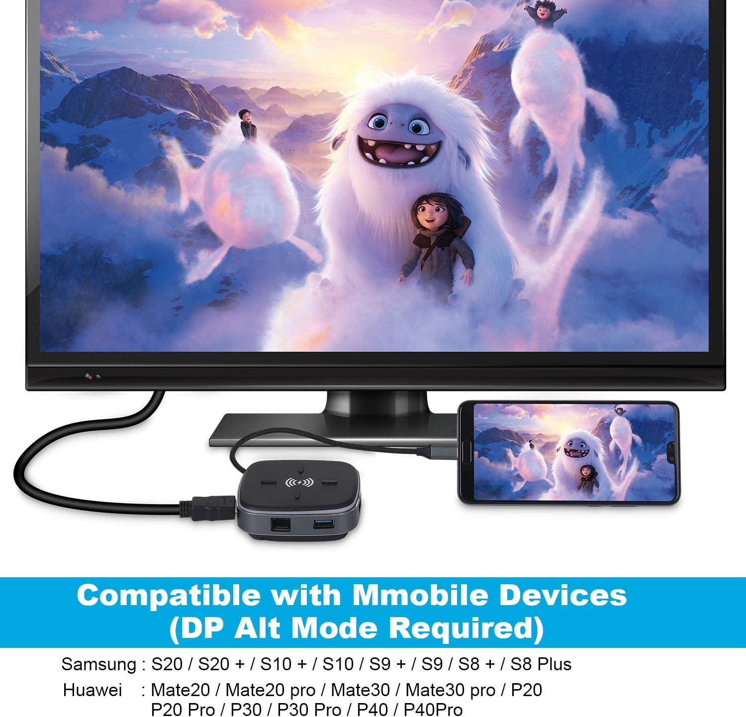 USB C Hub, 9 in1 USB C Docking Station to HDMI, Wireless Charger, Gigabit Ethernet, 3 USB 3.0, 60W PD RJ45,SD/TF Card Reader, USB C Dock for MacBook Pro2020 and Type C Device (Thunderbolt 3)