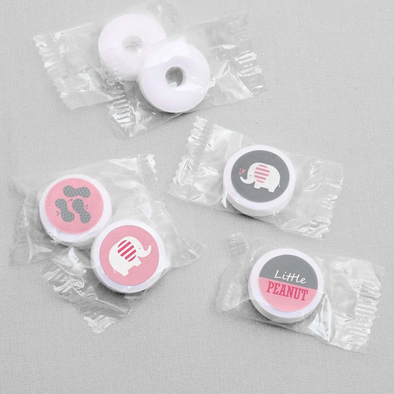 Big Dot of Happiness Pink Elephant - Girl Baby Shower or Birthday Party Round Candy Sticker Favors - Labels Fit Hershey's Kisses (1 sheet of 108)