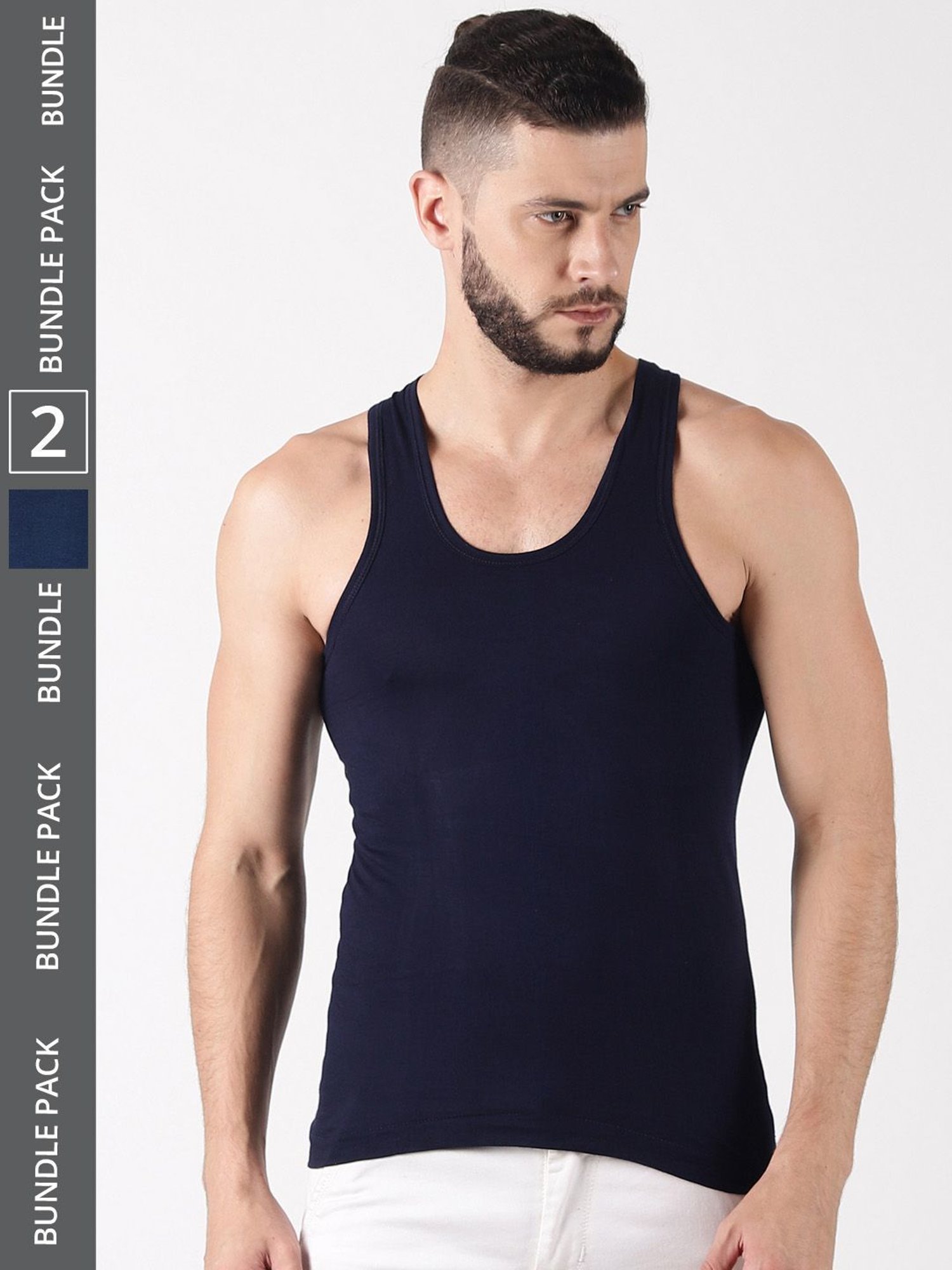 Cantabil Navy Blue Cotton Regular Fit Vest