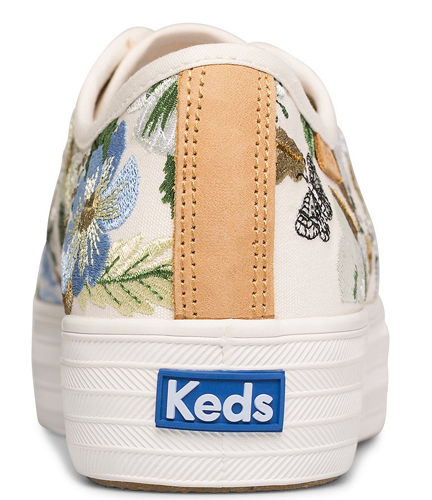 Keds Rifle Paper Co. Triple Kick Blue Fields Embroidered Sneakers