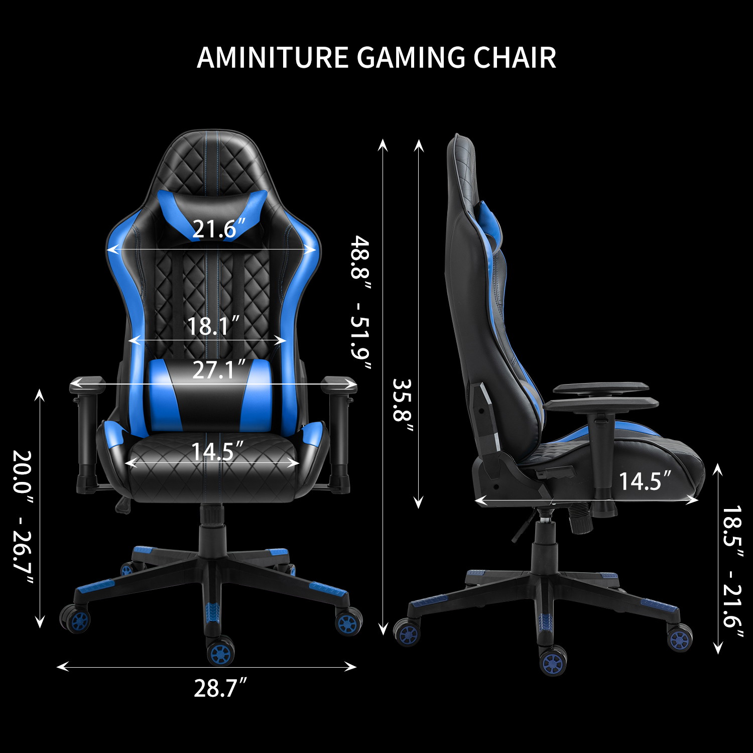AMINITURE Gaming Chairs High Back Ergonomic Office Chair Racing Video Game Chair with Adjustable Armrests Headrest and Lumbar Pillow E-Sports Chair