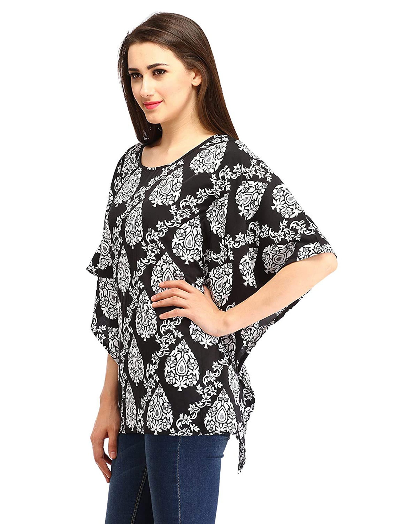 Cottinfab Black & White Printed Kaftan