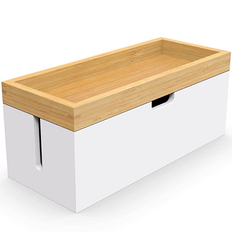 Cable Management Box Hider Cord Organizer Box Large Storage Holder for Desk Conceal Power Strips and Electrical Cords from TV Computer USB Hub