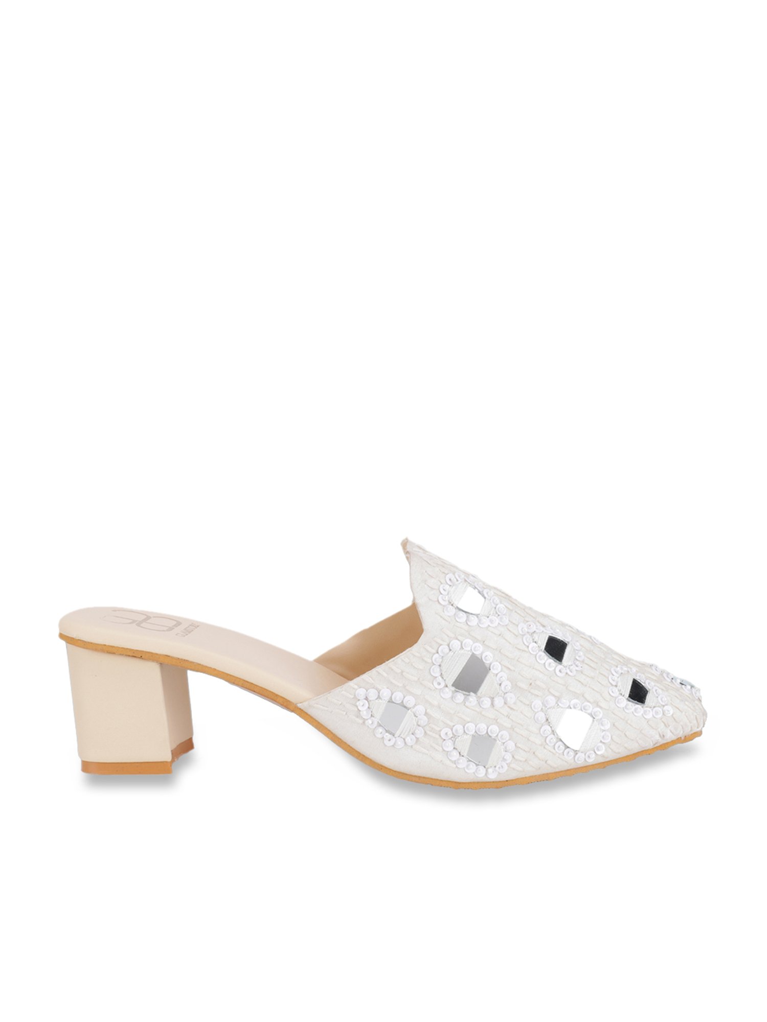 Glam Story Women's Masakali White Mule Shoes