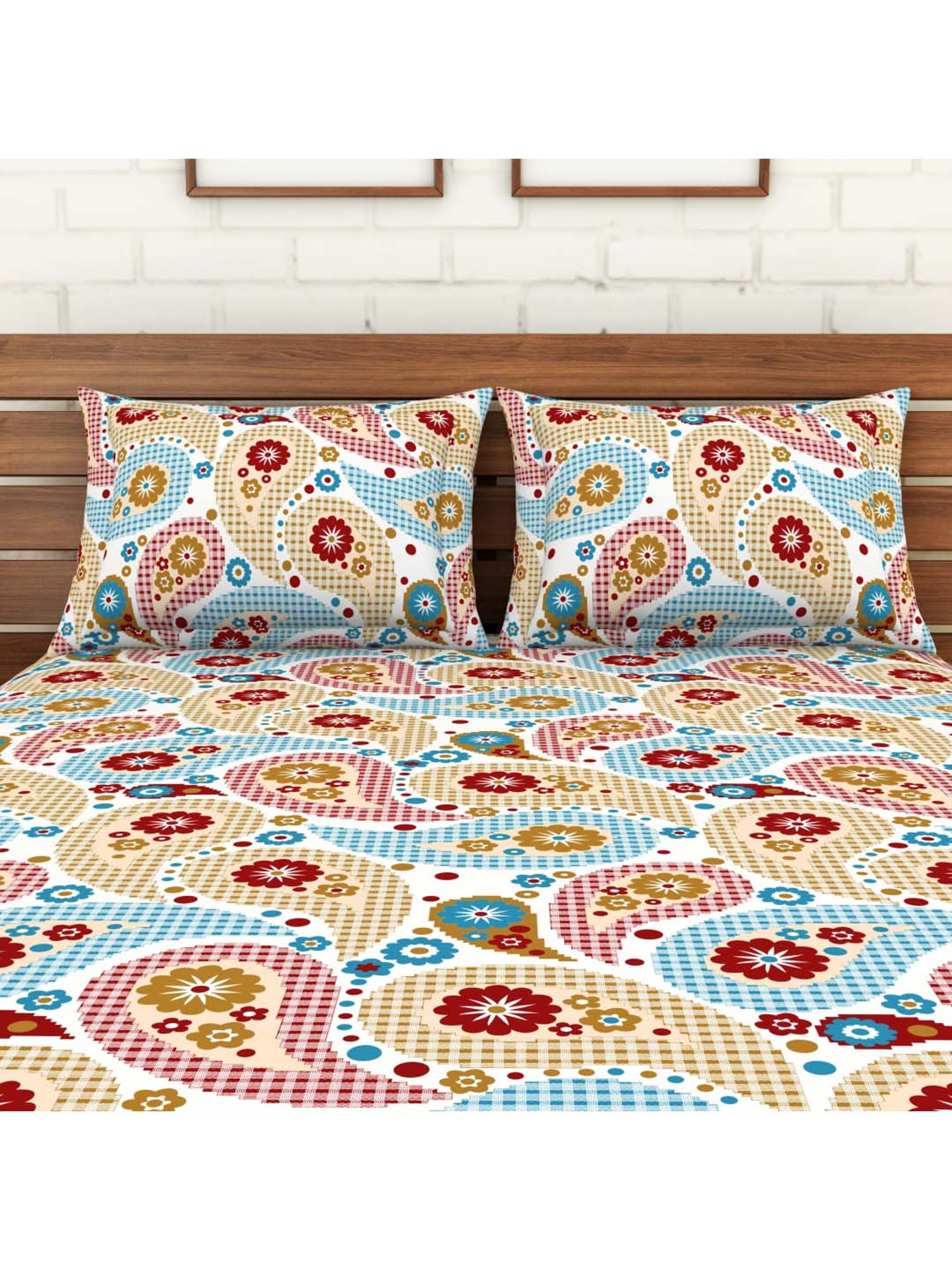 SWHF Multicolor Cotton 109 TC Double Bedsheet Sets