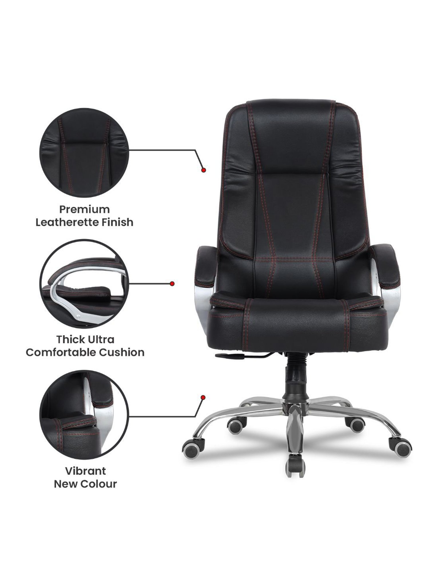 Green Soul Vienna Black PU Leather High Back Chair