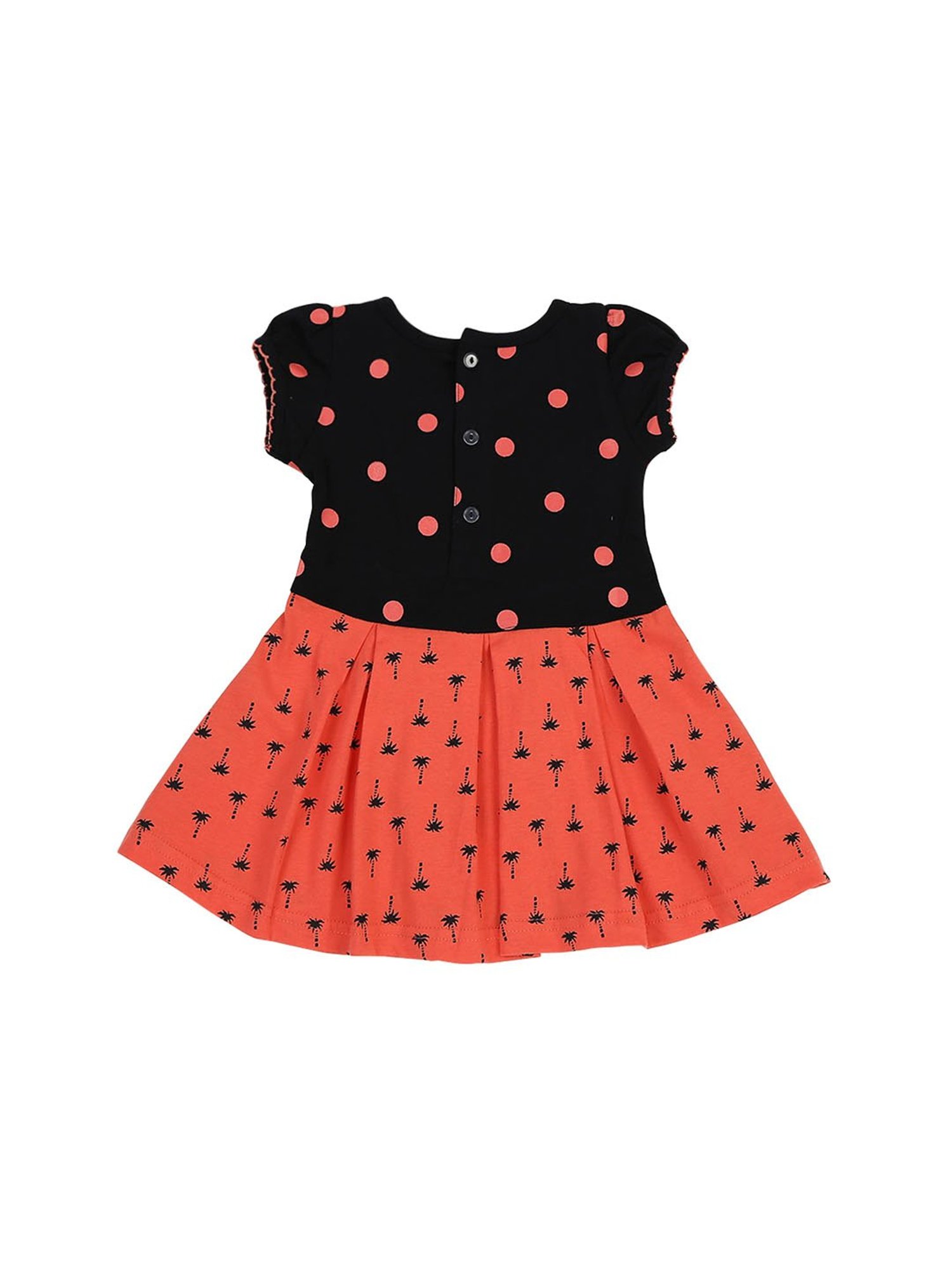 Mee Mee Kids Black & Coral Printed Dress