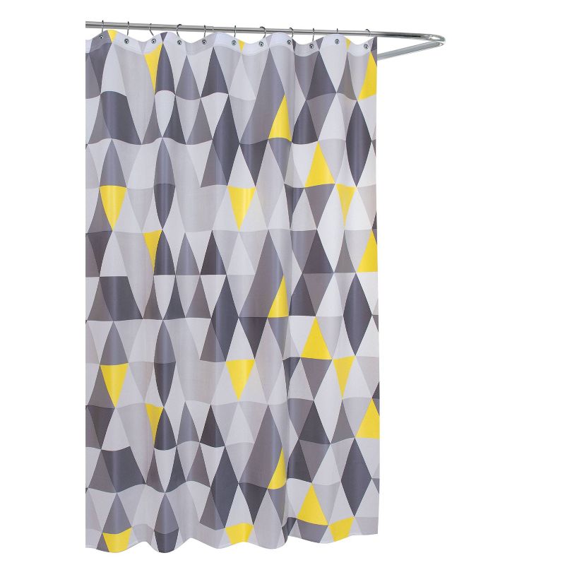 Triangles Shower Curtain Yellow/Gray - Moda at Home