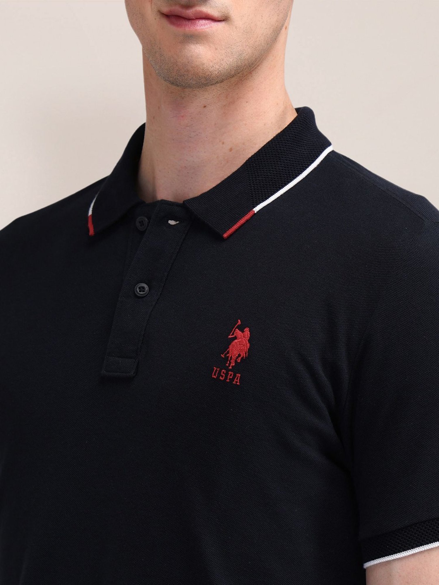 U.S. Polo Assn. Blue Cotton Slim Fit Polo T-Shirt