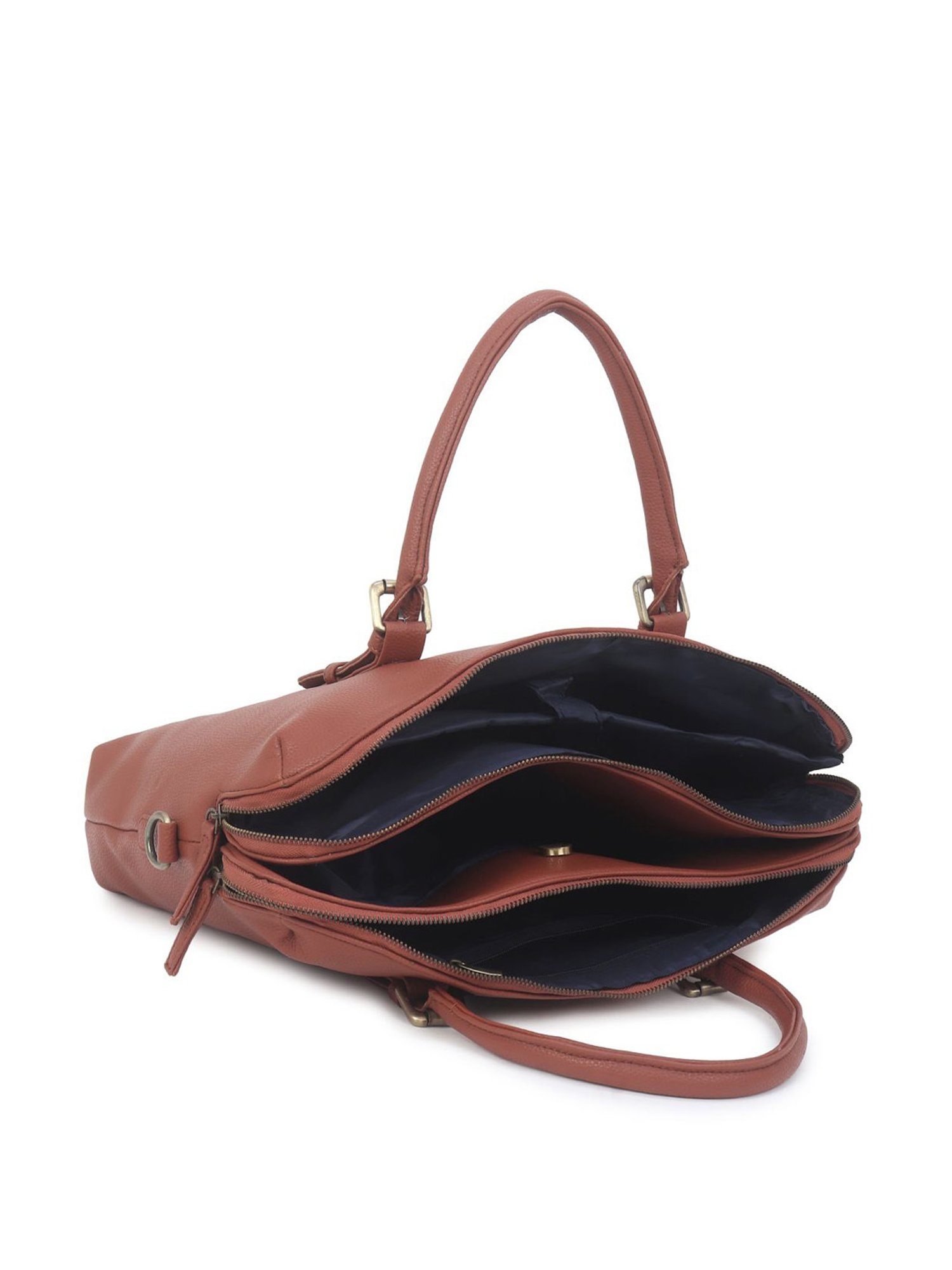 Yelloe Tan PU Solid Laptop Messenger Bag