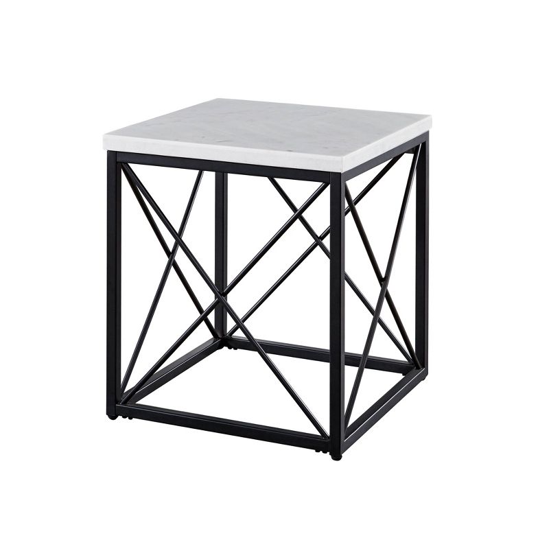 Skyler Marble Top Square End Table White/Black - Steve Silver Co.