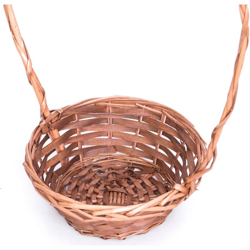 Vintiquewise Willow Brown Round Shaped Basket with High Handle