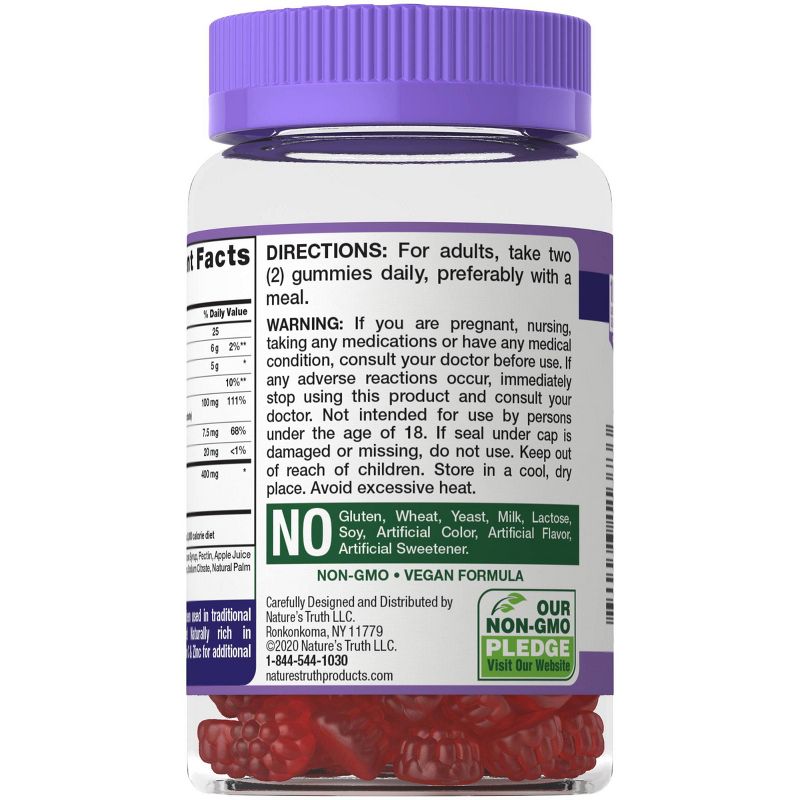 Nature's Truth Elderberry + Vitamin C Zinc Gummies - Natural Berry - 50ct
