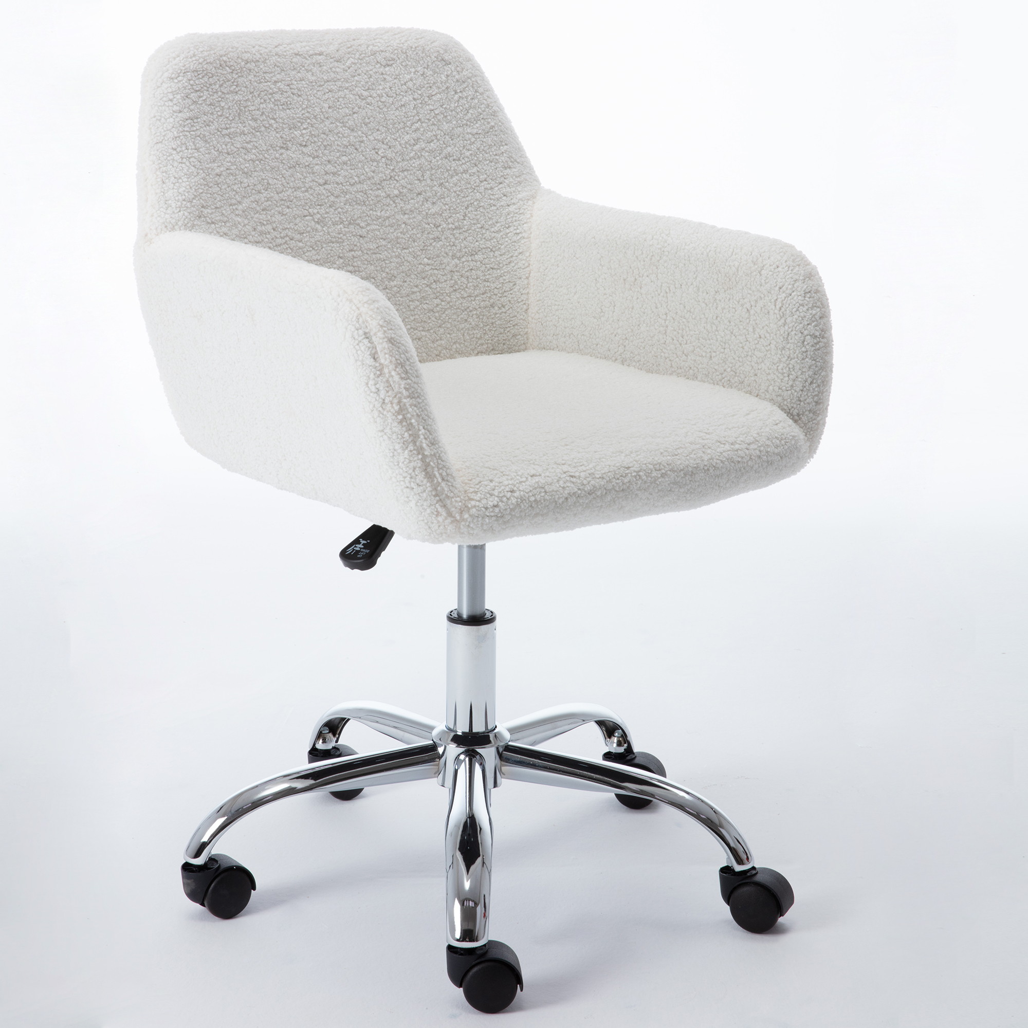 Rustic Sherpa Office Chair, Ivory