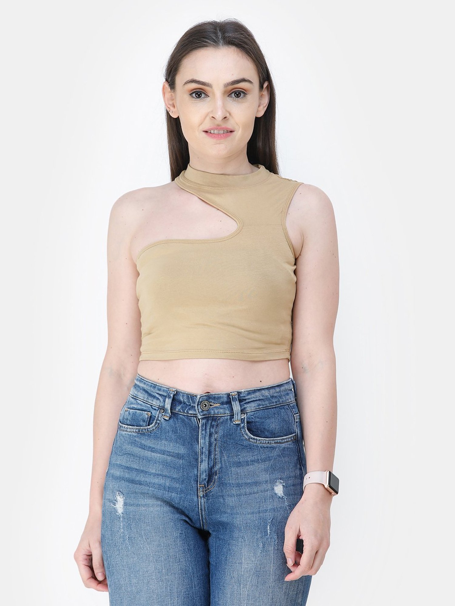 Cation Beige Crop Top