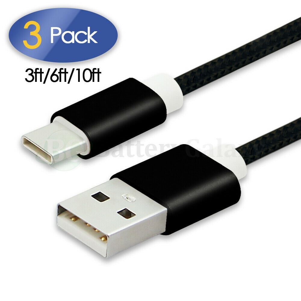 3 Pack for  Galaxy S8 S9 S10+ Note Fast Charging Type USB-C Charger Cable