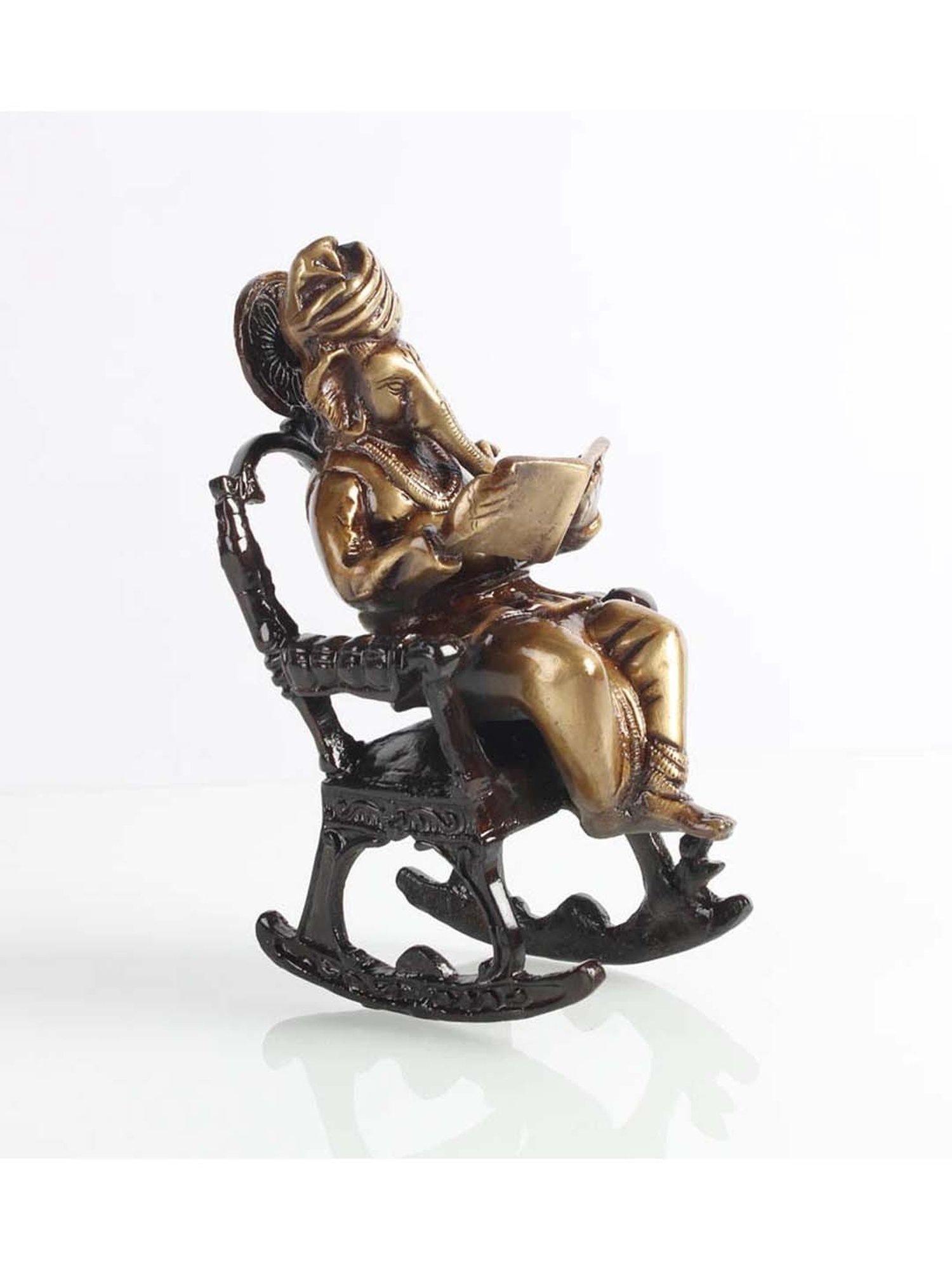 eCraftIndia Brass Lord Ganesha on Rocking Chair Antique Showpiece