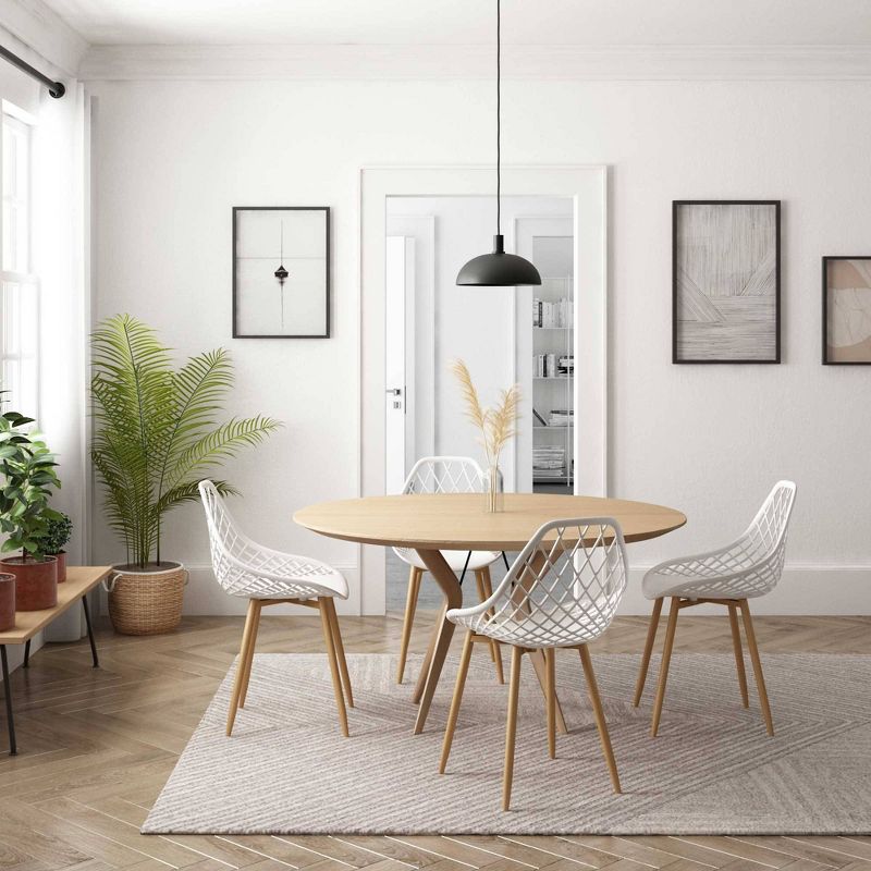 Set of 2 Kurv Dining Chair White/Natural - Jamesdar