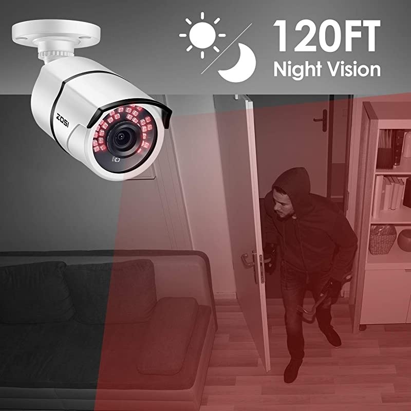 4 Pack 2MP 1080p HD-TVI Home Security Camera Outdoor Indoor 1920TVL,36PCS LEDs,120ft Night Vision, 105&deg;View Angle, Weatherproof Surveillance CCTV Bullet Camera