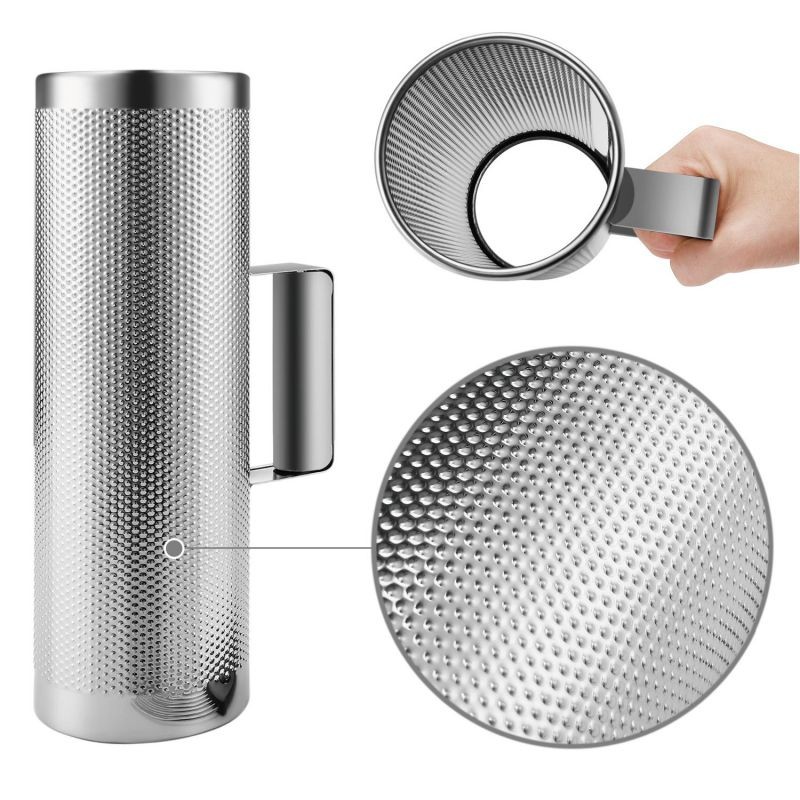 Metal Guiro with Scraper Shack 4" x 12" - Round Cylinder Stainless Steel Latin Hand Percussion Instrument with Handle Guiro Musical Training Tool for Jazz Bands, Concerts, Live Performance