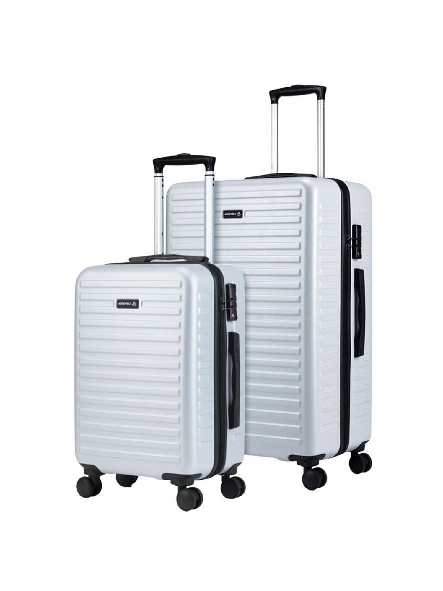 Assembly Silver Textured Trolley Bag Pack of 2 - 20 inch & 28 inch