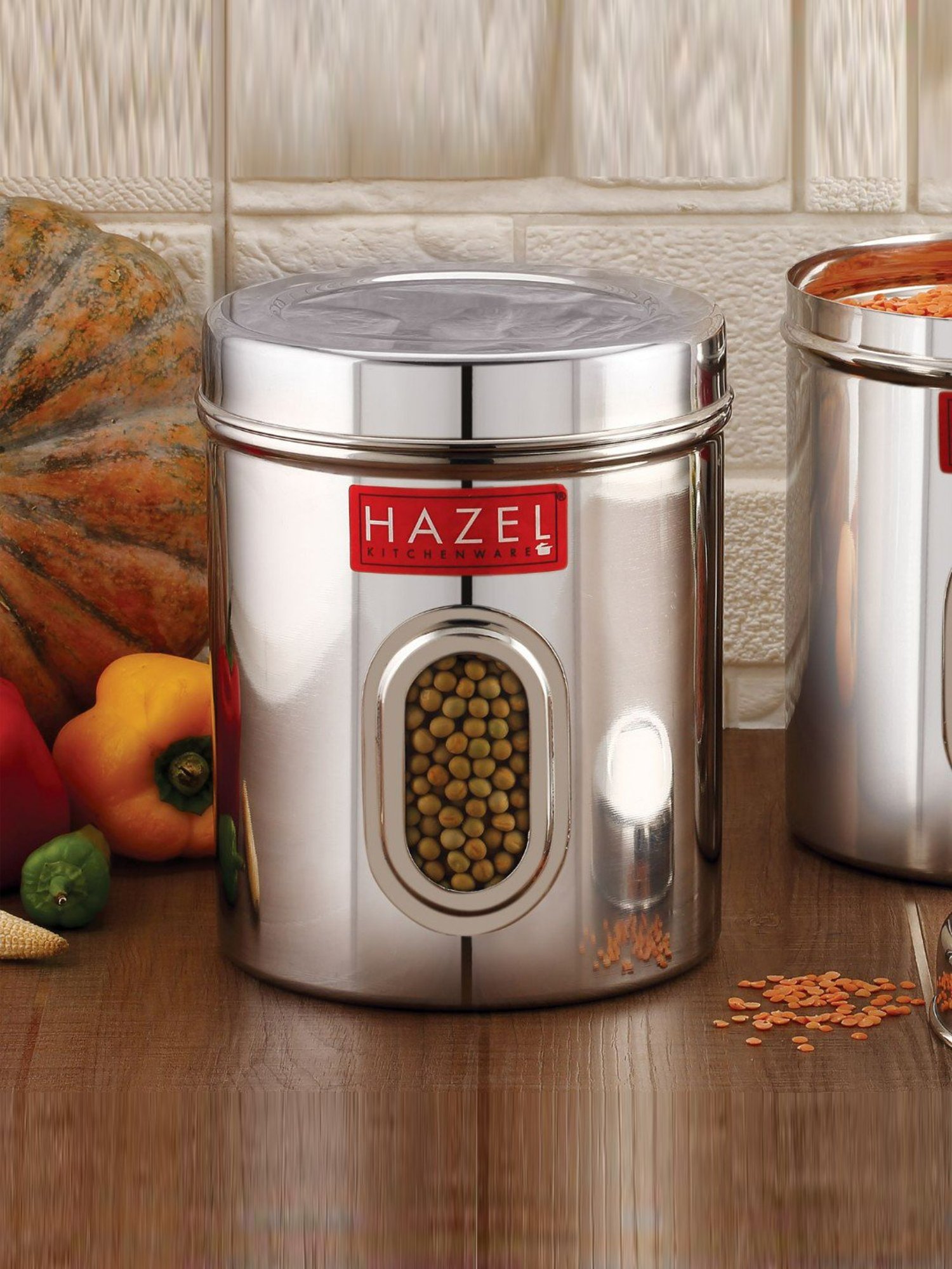 HAZEL Silver Stainless Steel Airtight Container (1.4 L)