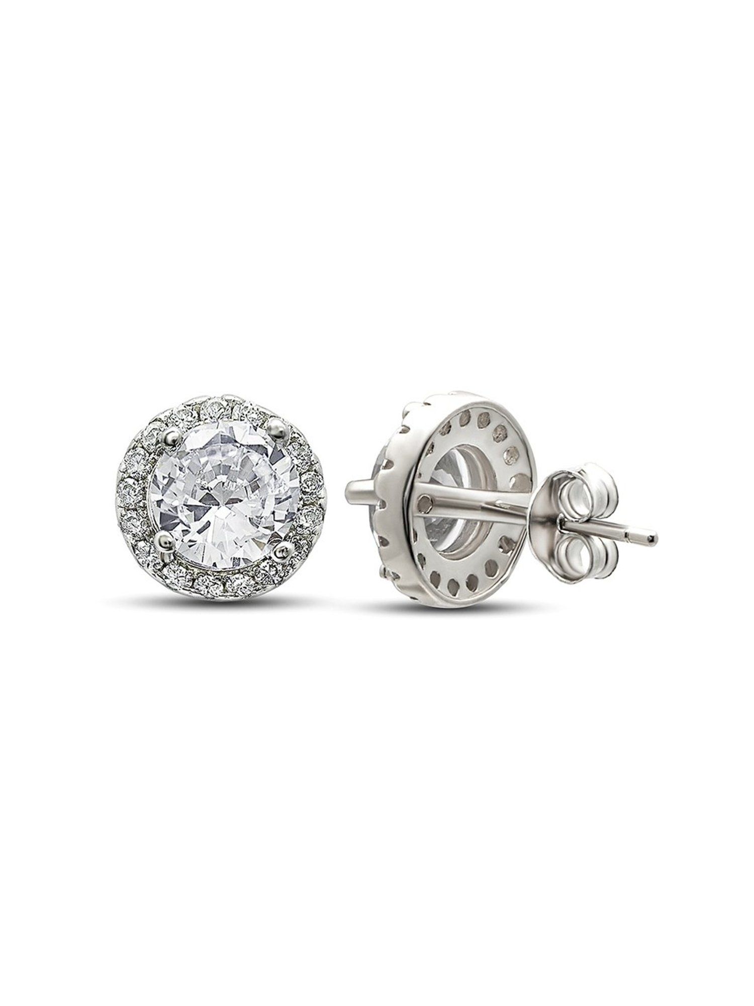 Silberry 92.5 Sterling Silver Deluxe Crystal Stud Earrings for Women