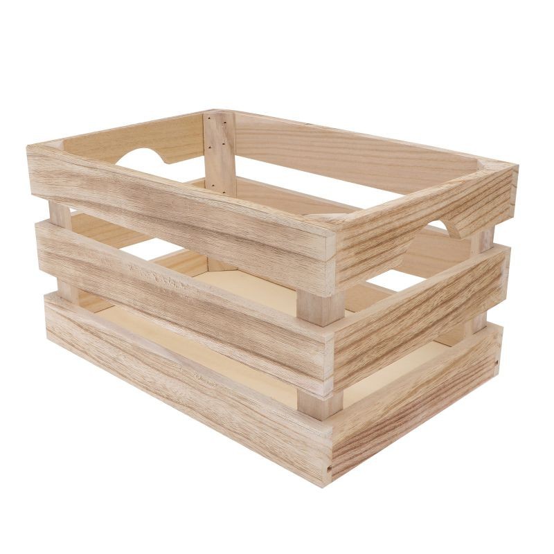 1pc Slat Crate Storage Box Wooden Sundries Box Display Box Decorative Crate