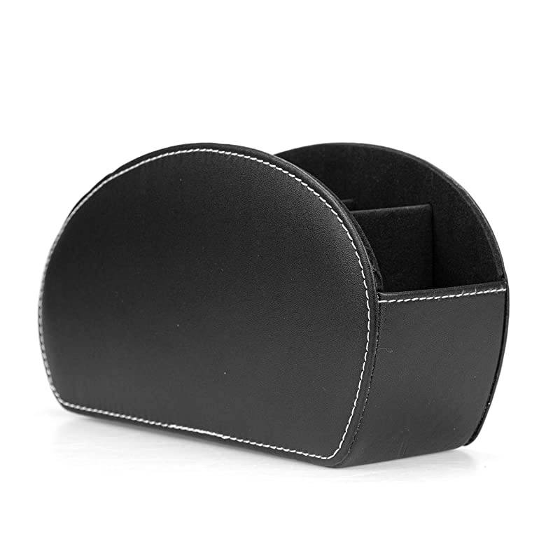 Remote Control Holder with 5 Compartments Black TV Remote Caddy Desktop Organizer for TV DVD BluRay Media Player Heater Controllers