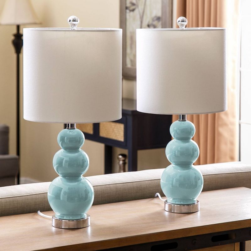 (Set of 2) Cameron Gourd French Table Lamps Blue  - Abbyson Living