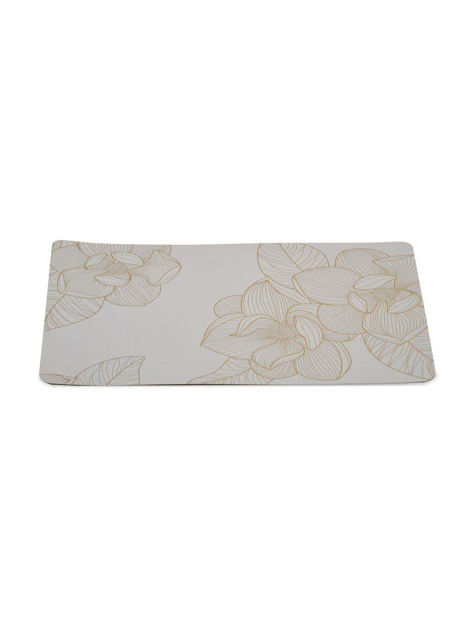 @home White Stainless Steel Rectangular Floral Table Placemat - Set of 4