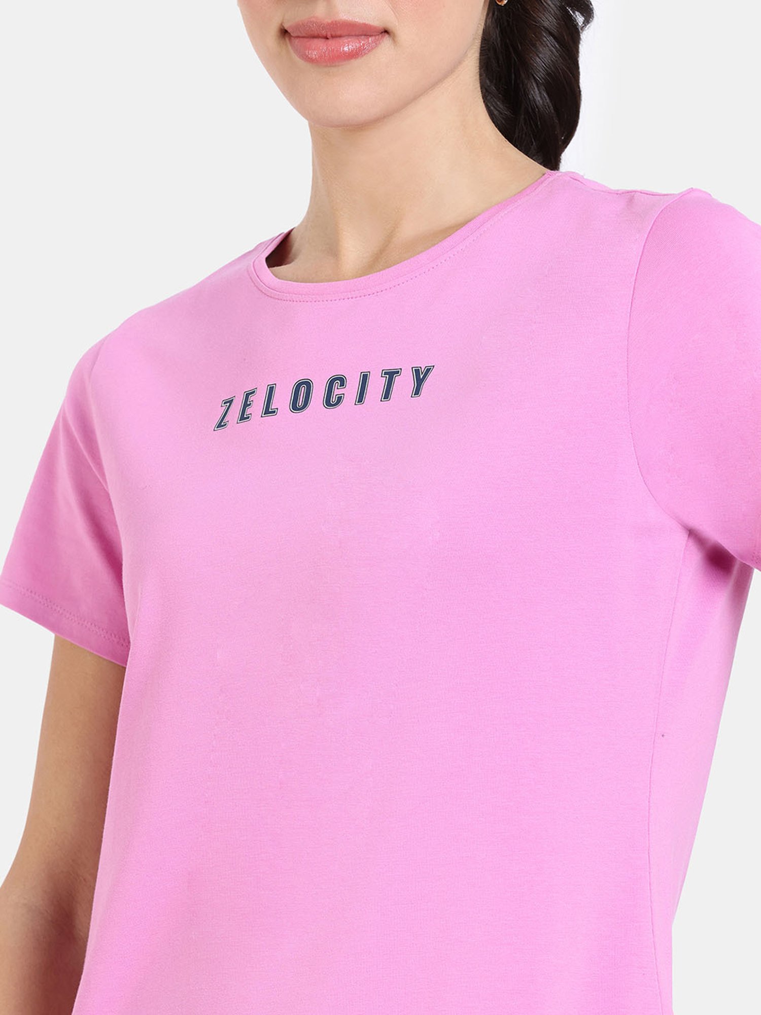 Zelocity by Zivame Dark Pink Logo Print T-Shirt