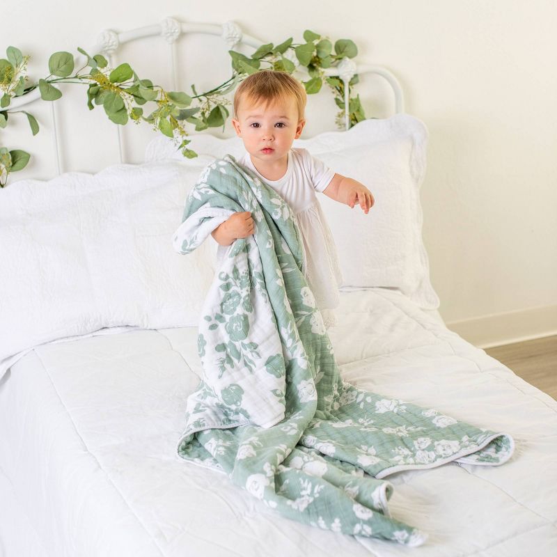 Bebe au Lait Muslin Snuggle Blanket Vintage Floral - Modern